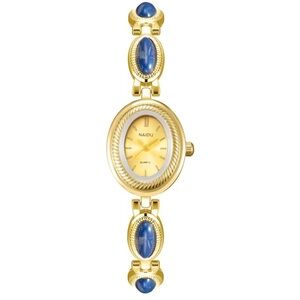 Vintage Lapis Lazuli Oval Gold Bracelet Watch